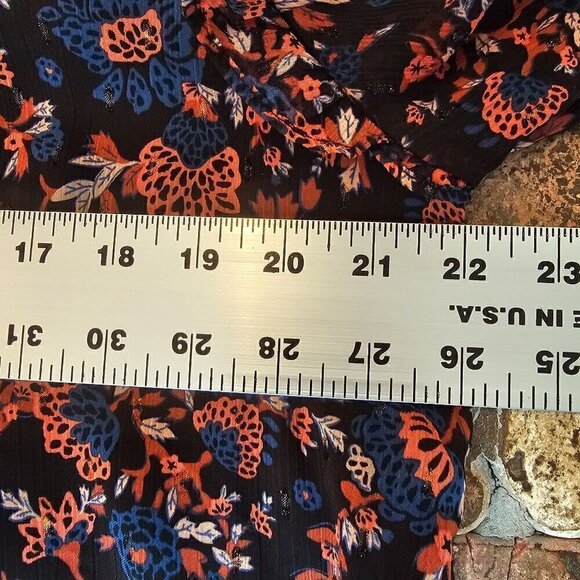 Joie Women's Floral Long Sleeve Blouse Size L Black Red & Blue Floral Size Large - Picture 11 of 12